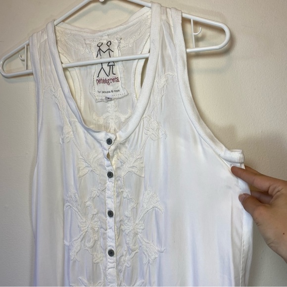 PETE & GRETA Johnny Was Loreta Floral Embroidered Sleeveless Romper White Small - Picture 6 of 14